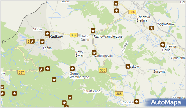 mapa Wambierzyce, Wambierzyce na mapie Targeo