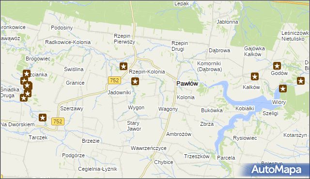 mapa Warszówek, Warszówek na mapie Targeo