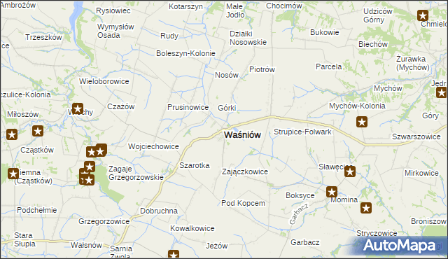mapa Waśniów, Waśniów na mapie Targeo