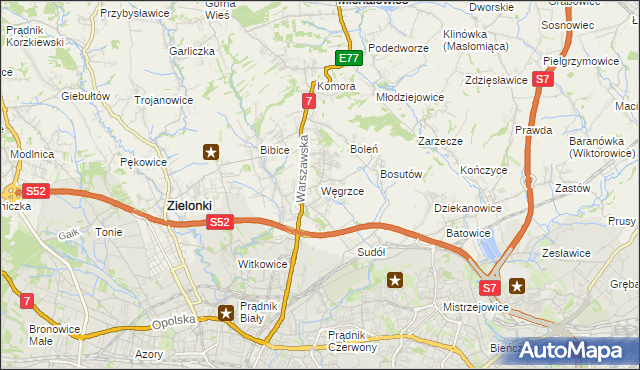 mapa Węgrzce gmina Zielonki, Węgrzce gmina Zielonki na mapie Targeo