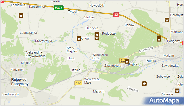 mapa Wereszcze Duże, Wereszcze Duże na mapie Targeo