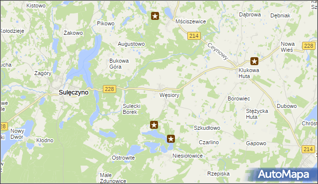 mapa Węsiory, Węsiory na mapie Targeo