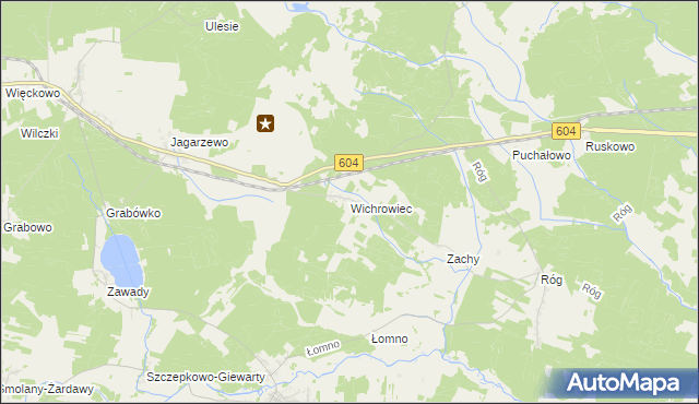 mapa Wichrowiec gmina Janowo, Wichrowiec gmina Janowo na mapie Targeo