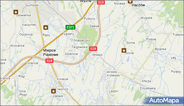 mapa Widacz gmina Miejsce Piastowe, Widacz gmina Miejsce Piastowe na mapie Targeo