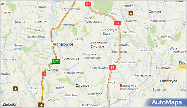 mapa Więcławice Stare, Więcławice Stare na mapie Targeo