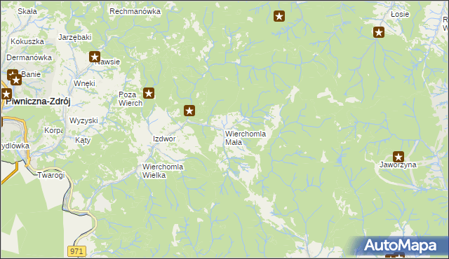 mapa Wierchomla Mała, Wierchomla Mała na mapie Targeo