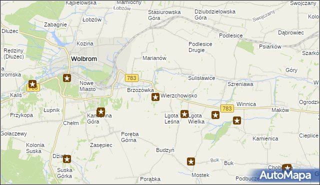 mapa Wierzchowisko gmina Wolbrom, Wierzchowisko gmina Wolbrom na mapie Targeo