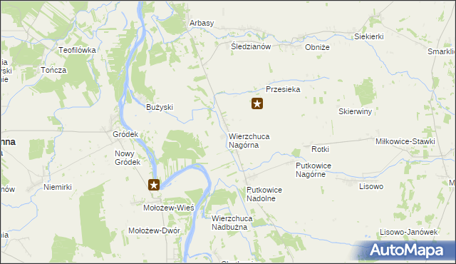 mapa Wierzchuca Nagórna, Wierzchuca Nagórna na mapie Targeo