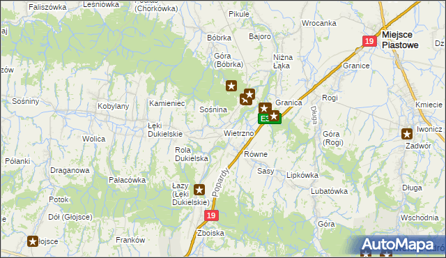 mapa Wietrzno gmina Dukla, Wietrzno gmina Dukla na mapie Targeo