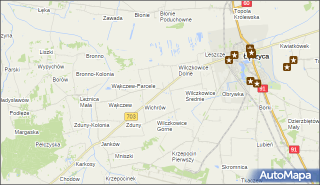 mapa Wilczkowice nad Szosą, Wilczkowice nad Szosą na mapie Targeo