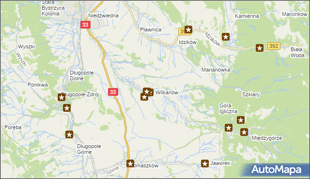 mapa Wilkanów, Wilkanów na mapie Targeo