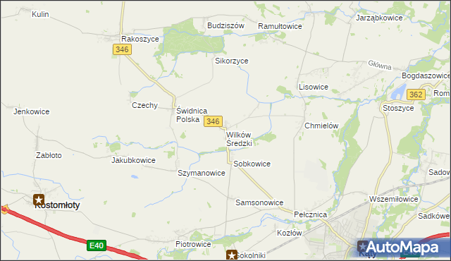 mapa Wilków Średzki, Wilków Średzki na mapie Targeo