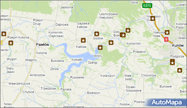 mapa Wióry, Wióry na mapie Targeo