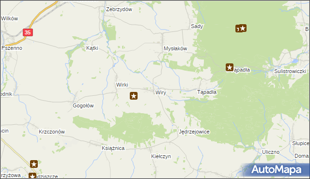 mapa Wiry gmina Marcinowice, Wiry gmina Marcinowice na mapie Targeo