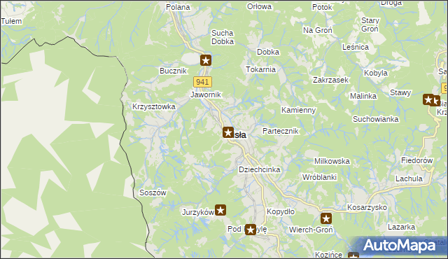 mapa Wisła, Wisła na mapie Targeo