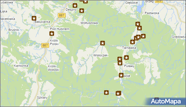 mapa Wisłoczek, Wisłoczek na mapie Targeo