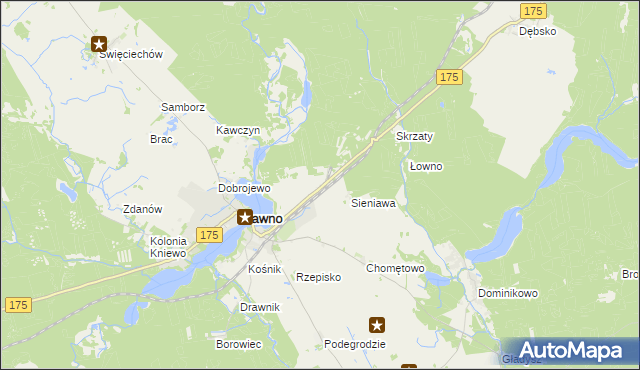 mapa Wiśniewo gmina Drawno, Wiśniewo gmina Drawno na mapie Targeo