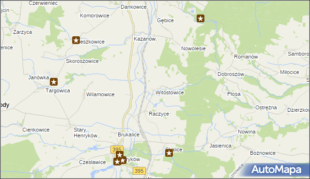 mapa Witostowice, Witostowice na mapie Targeo