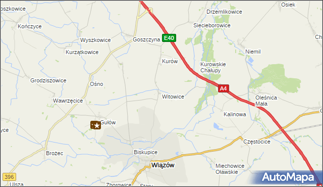 mapa Witowice gmina Wiązów, Witowice gmina Wiązów na mapie Targeo