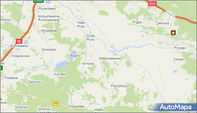 mapa Władysławowo gmina Łabiszyn, Władysławowo gmina Łabiszyn na mapie Targeo