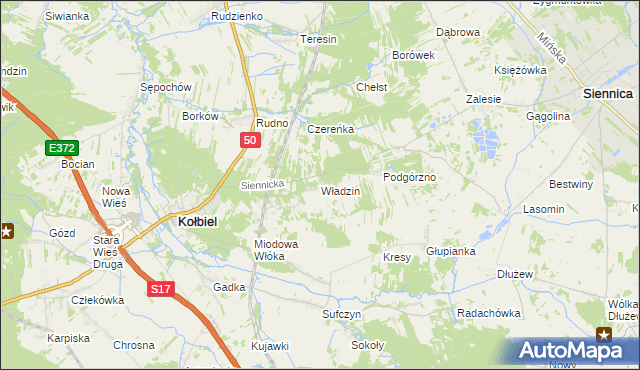 mapa Władzin, Władzin na mapie Targeo