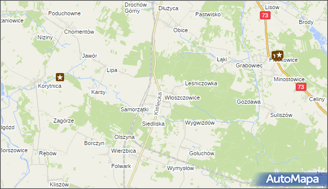 mapa Włoszczowice, Włoszczowice na mapie Targeo