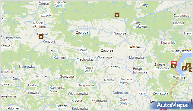 mapa Wojakowa, Wojakowa na mapie Targeo