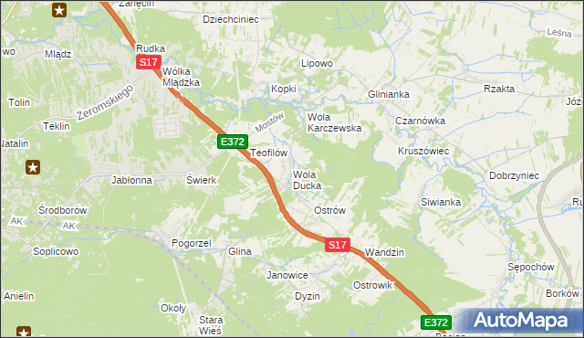 mapa Wola Ducka, Wola Ducka na mapie Targeo