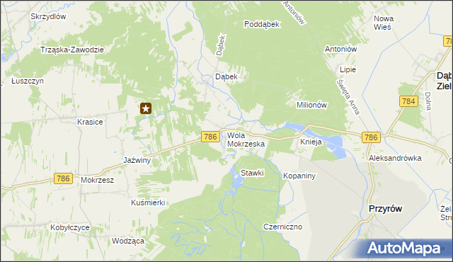 mapa Wola Mokrzeska, Wola Mokrzeska na mapie Targeo