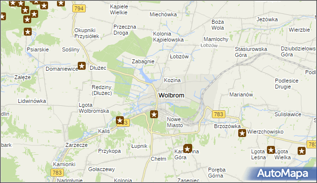mapa Wolbrom, Wolbrom na mapie Targeo