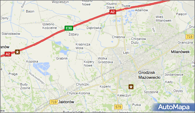 mapa Wólka Grodziska gmina Grodzisk Mazowiecki, Wólka Grodziska gmina Grodzisk Mazowiecki na mapie Targeo