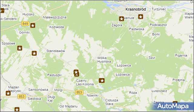 mapa Wólka Husińska, Wólka Husińska na mapie Targeo