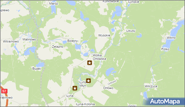 mapa Wólka Orłowska gmina Nidzica, Wólka Orłowska gmina Nidzica na mapie Targeo