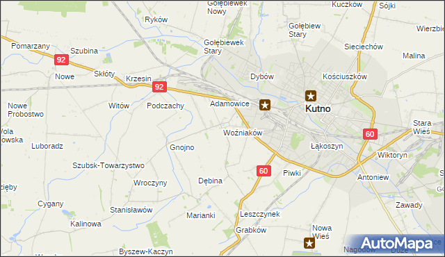 mapa Woźniaków, Woźniaków na mapie Targeo
