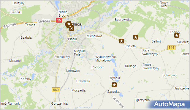 mapa Wybudowanie Michałowo, Wybudowanie Michałowo na mapie Targeo