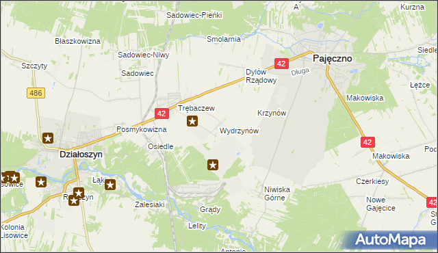 mapa Wydrzynów, Wydrzynów na mapie Targeo