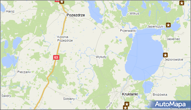 mapa Wyłudy gmina Pozezdrze, Wyłudy gmina Pozezdrze na mapie Targeo