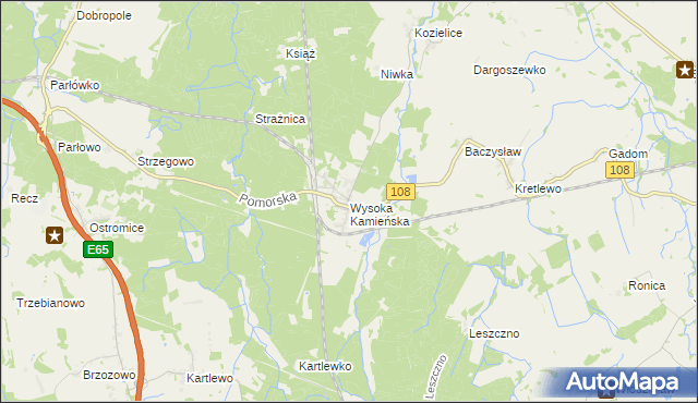 mapa Wysoka Kamieńska, Wysoka Kamieńska na mapie Targeo