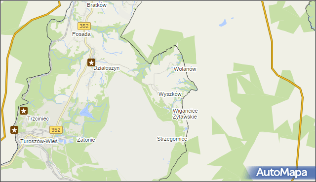 mapa Wyszków gmina Bogatynia, Wyszków gmina Bogatynia na mapie Targeo