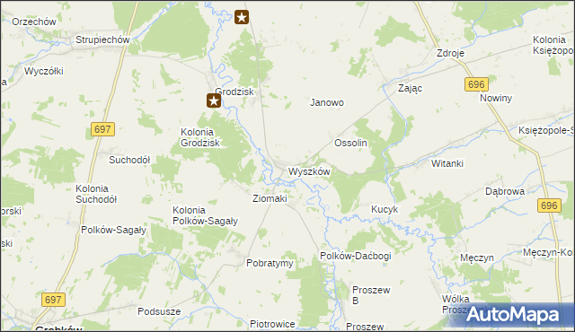 mapa Wyszków gmina Liw, Wyszków gmina Liw na mapie Targeo