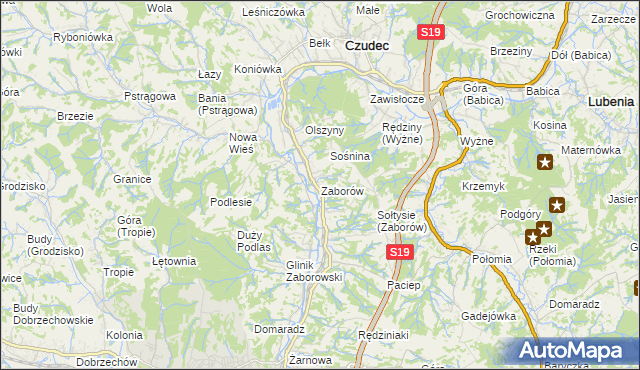 mapa Zaborów gmina Czudec, Zaborów gmina Czudec na mapie Targeo