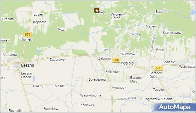 mapa Zaborów gmina Leszno, Zaborów gmina Leszno na mapie Targeo