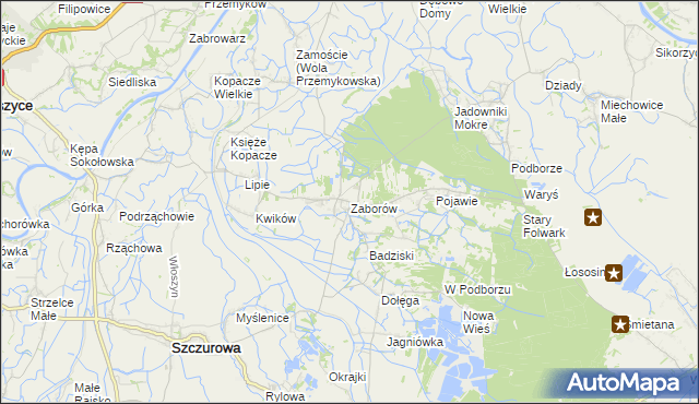 mapa Zaborów gmina Szczurowa, Zaborów gmina Szczurowa na mapie Targeo