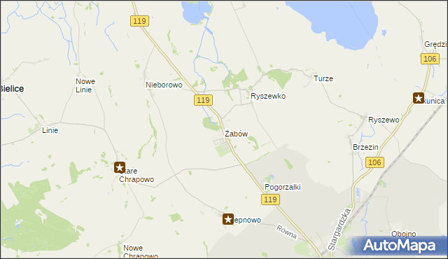 mapa Żabów, Żabów na mapie Targeo