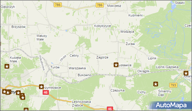 mapa Zagórze gmina Janów, Zagórze gmina Janów na mapie Targeo