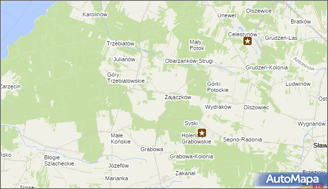 mapa Zajączków gmina Mniszków, Zajączków gmina Mniszków na mapie Targeo