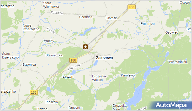 mapa Zakrzewo powiat złotowski, Zakrzewo powiat złotowski na mapie Targeo