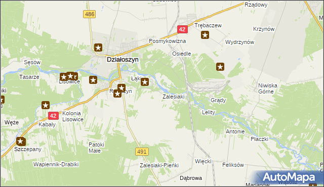 mapa Zalesiaki, Zalesiaki na mapie Targeo