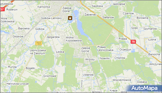 mapa Zalesie Górne, Zalesie Górne na mapie Targeo