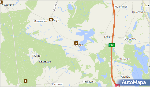 mapa Załęże gmina Kozielice, Załęże gmina Kozielice na mapie Targeo